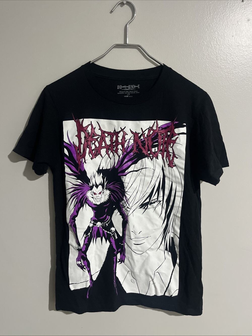 Death Note Ryuk Light Yagami Graphic Tee Size XS Black Cotton Anime